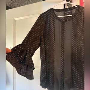 Liz Claiborne Black and White Polka Dot Blouse. Never Worn